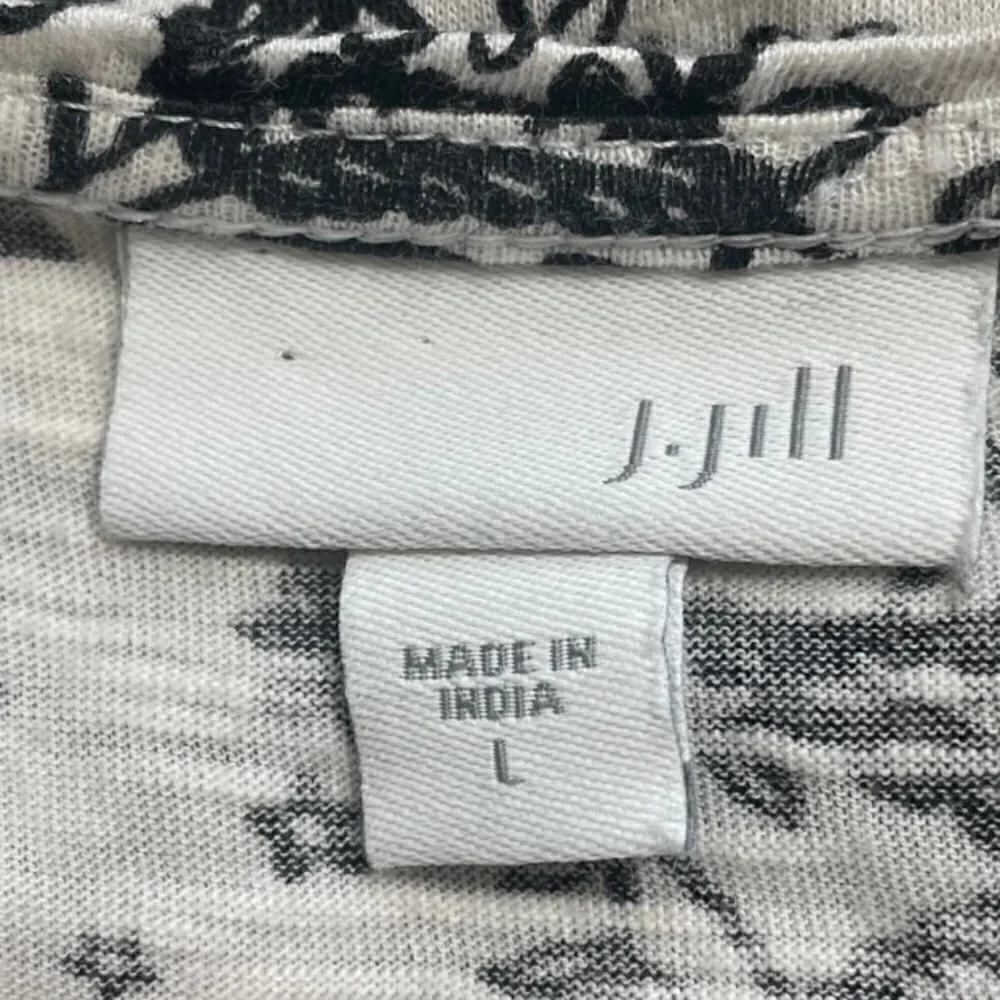 J. JILL Black and White Floral Top - Size Large